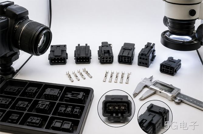 如何通过实物照片辅助确认连接器料号？